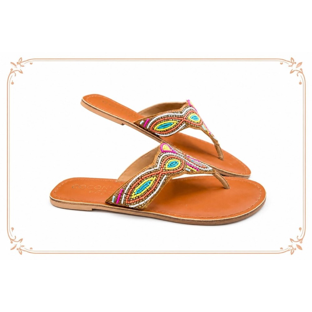 Coconuts by Matisse Multi Beaded Thong Sandals Boho Flats Womens US Size 8